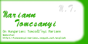 mariann tomcsanyi business card